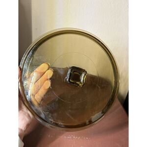 Vintage Anchor Hocking Amber Glass Casserole Lid 8–9” Square Knob